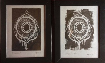 "Rymd" - Linoleumtryck x2, 22x28 cm