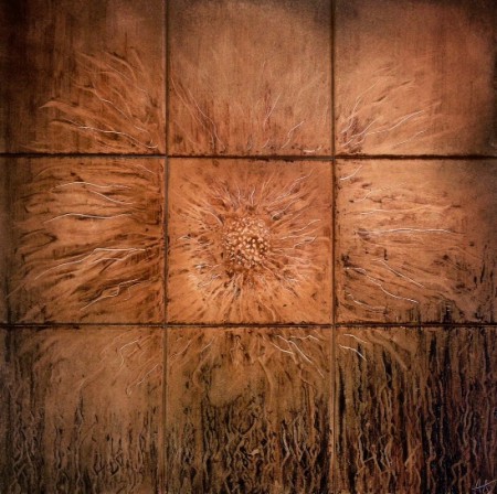 Porslain color paintingon tile, 45x45